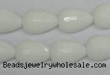 CPB53 15.5 inches 13*18mm faceted teardrop white porcelain beads