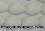 CPB54 15.5 inches 15*20mm faceted teardrop white porcelain beads