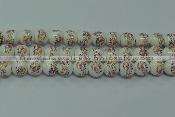 CPB571 15.5 inches 6mm round Painted porcelain beads