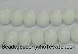 CPB60 15.5 inches 8*12mm faceted rondelle white porcelain beads