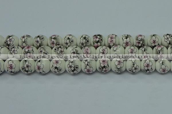 CPB601 15.5 inches 6mm round Painted porcelain beads