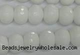 CPB61 15.5 inches 10*14mm faceted rondelle white porcelain beads