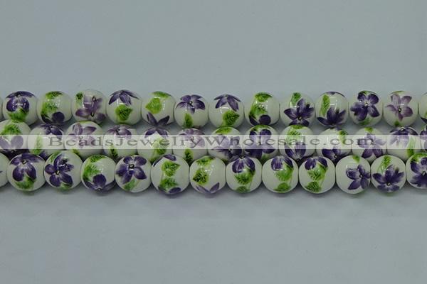 CPB621 15.5 inches 6mm round Painted porcelain beads