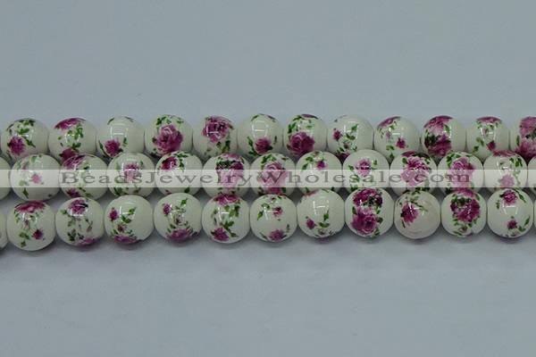 CPB631 15.5 inches 6mm round Painted porcelain beads