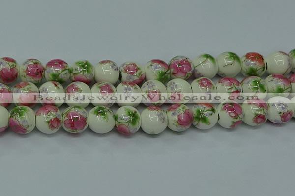 CPB651 15.5 inches 6mm round Painted porcelain beads