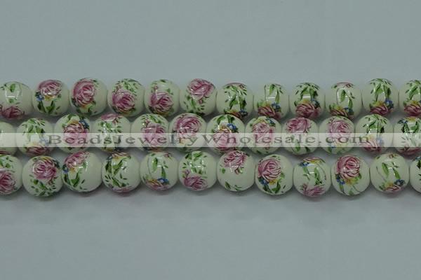 CPB682 15.5 inches 8mm round Painted porcelain beads