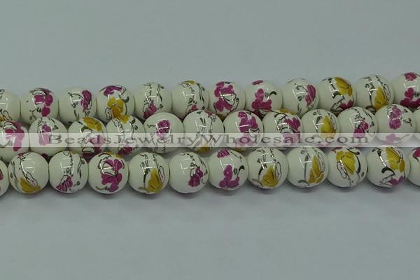 CPB691 15.5 inches 6mm round Painted porcelain beads