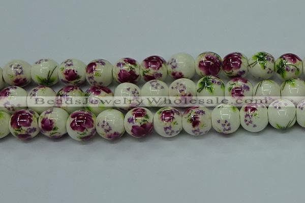 CPB701 15.5 inches 6mm round Painted porcelain beads