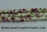 CPB704 15.5 inches 12mm round Painted porcelain beads