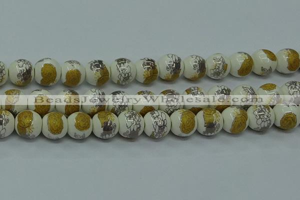 CPB754 15.5 inches 12mm round Painted porcelain beads