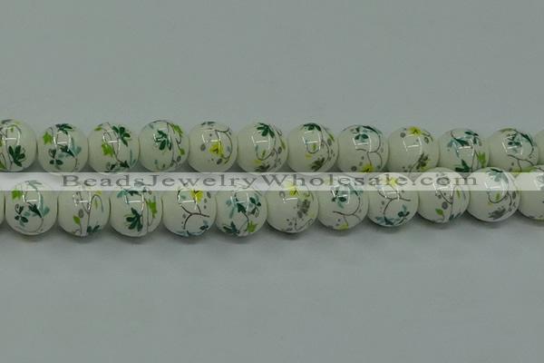 CPB781 15.5 inches 6mm round Painted porcelain beads