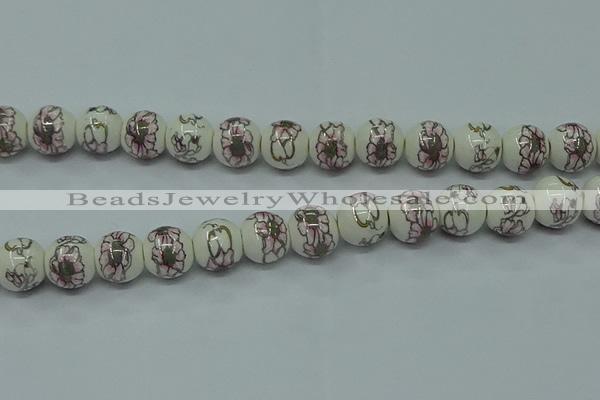 CPB792 15.5 inches 8mm round Painted porcelain beads