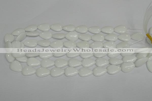 CPB91 15.5 inches 15*20mm flat teardrop white porcelain beads wholesale