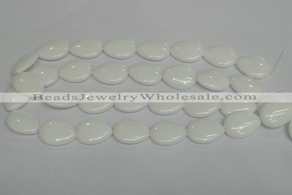 CPB92 15.5 inches 18*25mm flat teardrop white porcelain beads wholesale