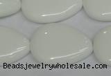 CPB93 15.5 inches 20*30mm flat teardrop white porcelain beads wholesale