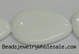 CPB94 15.5 inches 30*40mm flat teardrop white porcelain beads wholesale