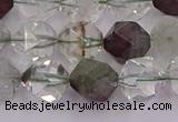 CPC18 15.5 inches 12mm faceted nuggets green phantom quartz beads