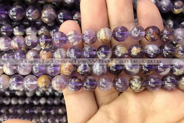 CPC612 15.5 inches 10mm round purple phantom quartz beads