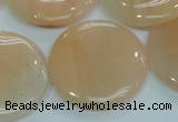 CPI103 15.5 inches 30mm flat round pink aventurine jade beads