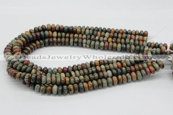 CPJ01 15.5 inches 5*10mm rondelle picasso jasper beads wholesale