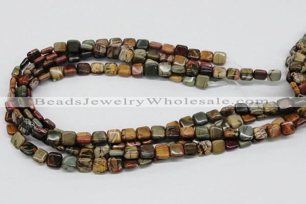 CPJ05 15.5 inches 10*10mm square picasso jasper beads wholesale