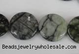 CPJ216 15.5 inches 20mm flat round green picasso jasper beads