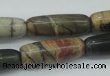 CPJ25 15.5 inches 10*30mm cylinder picasso jasper beads wholesale