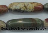 CPJ26 15.5 inches 13*40mm cylinder picasso jasper beads wholesale