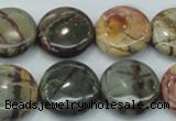 CPJ27 15.5 inches 20mm flat round picasso jasper beads wholesale