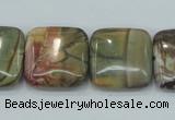 CPJ32 15.5 inches 20*20mm square picasso jasper beads wholesale