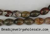 CPJ365 15.5 inches 8*10mm rice picasso jasper gemstone beads