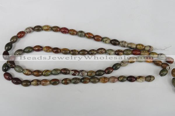 CPJ365 15.5 inches 8*10mm rice picasso jasper gemstone beads