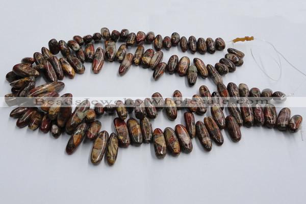 CPJ376 15.5 inches 8*14mm - 8*22mm picasso jasper & pyrite chips beads