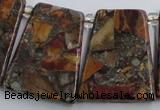 CPJ378 Top drilled 22*26mm trapezoid picasso jasper & pyrite beads