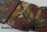 CPJ380 18*25mm - 26*32mm trapezoid picasso jasper & pyrite beads