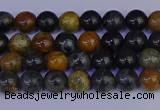 CPJ470 15.5 inches 4mm round black picasso jasper beads wholesale