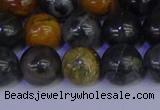 CPJ474 15.5 inches 12mm round black picasso jasper beads wholesale