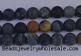 CPJ491 15.5 inches 6mm round matte black picasso jasper beads