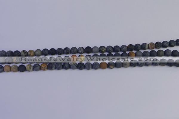 CPJ491 15.5 inches 6mm round matte black picasso jasper beads