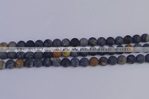 CPJ494 15.5 inches 12mm round matte black picasso jasper beads