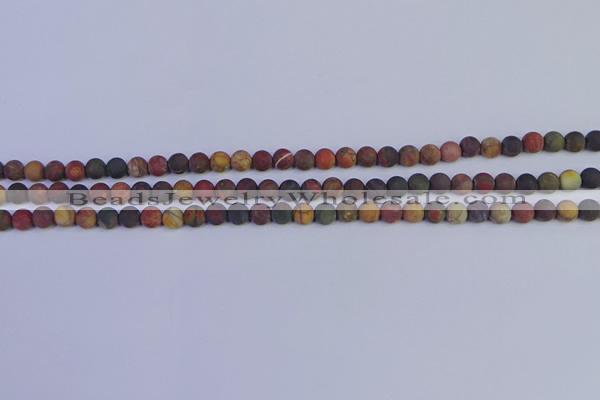 CPJ500 15.5 inches 4mm round matte picasso jasper beads wholeasle