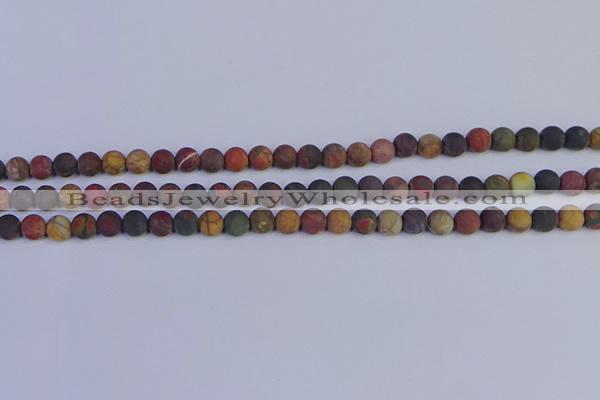 CPJ501 15.5 inches 6mm round matte picasso jasper beads wholesale