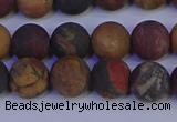 CPJ503 15.5 inches 10mm round matte picasso jasper beads wholesale