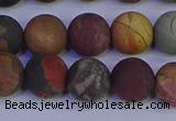 CPJ504 15.5 inches 12mm round matte picasso jasper beads wholesale