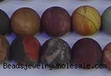 CPJ505 15.5 inches 14mm round matte picasso jasper beads wholesale