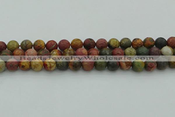 CPJ533 15.5 inches 10mm faceted round picasso jasper beads