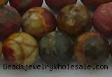 CPJ535 15.5 inches 14mm faceted round picasso jasper beads