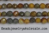 CPJ540 15.5 inches 4mm faceted round wildhorse picture jasper beads