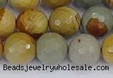 CPJ544 15.5 inches 12mm faceted round wildhorse picture jasper beads