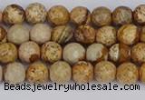 CPJ555 15.5 inches 4mm faceted round picture jasper beads